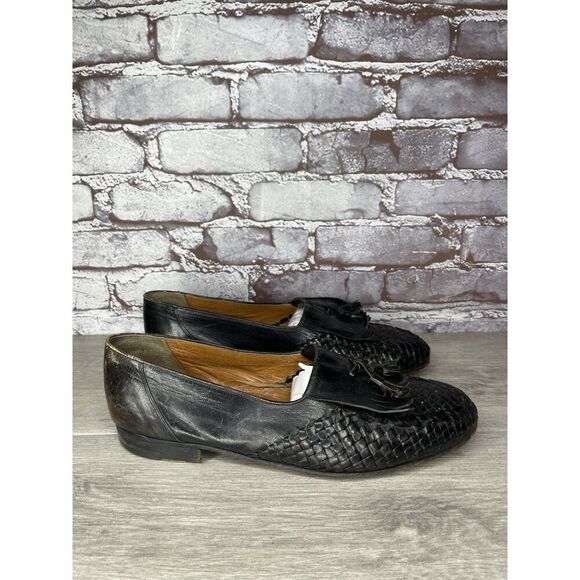 Roger Bowman’s Black Leather Basketweave Kiltie Tassel Loafer Dress Shoes Men 10 main image 15